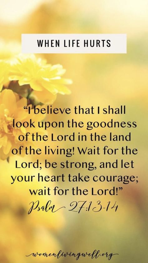 Psalm 27:13-14, The Goodness Of The Lord, Psalm 27 13, Psalms Verses, Wait For The Lord, Book Women, Women Living Well, Good Morning Girls, Encouraging Thoughts