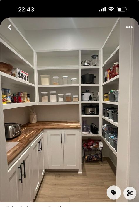 Pantry With Plug Ins, 4x5 Pantry, Pantry Mudroom Combo Layout, Mudroom Butlers Pantry Combo, Simple Walk In Pantry, Pantry Walk In Ideas, Butler Pantry Layout, Walk In Pantry With Sink, Walk In Pantry With Window