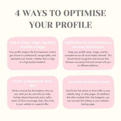 Ready to Grow Your Brand on Social Media? Here’s How! ✨ Learn the tips and tricks to boost your online presence, connect with your audience, and build a brand that stands out through profile optimisation!  #SocialMediaSuccess #BrandBuilding #GrowYourBusiness 
SEO| Digital marketing, work from home, side hustle, marketing, passive income, instagram growth, tiktok growth, digital products,make money, money aesthetic, make money from home, make money online, ways to make extra money, Tiktok Growth, Home Side Hustle, Increase Followers, Ways To Make Extra Money, Build A Brand, Social Media Presence, Social Media Success, Social Media Strategy, Make Extra Money