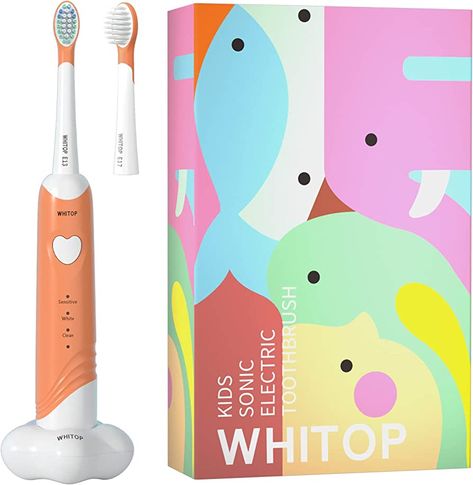 WHITOP ED05 kids electric toothbrush provides a sonic cleaning with 37,000 micro-vibrations per minute. Equipped with a super cute wireless charging base for a safer and more convenient to use. Built-in large-capacity battery can be used for up to 70 days on a single charge. Say goodbye to frequent recharging. Kids toothbrush electric offer 3 brushing modes, which is suitable for the different needs of kids. (Sensitive for kids ages 3~6, White for kids ages 6~10, Clean for kids ages 8~12.) This Toothbrush Electric, Automatic Toothbrush, Kids Electric Toothbrush, Electronic Toothbrush, Kids Toothbrush, Brush Teeth Kids, Sonic Electric Toothbrush, Sonic Electric, Kids Cleaning