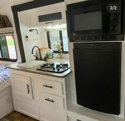 Painted kitchen in rpod 176. Rpod Remodel, Rpod 178, Rpod Camper, Cozy Camper, Camper Reno, R Pod, Painted Kitchen, Camper Remodel, Camper Ideas