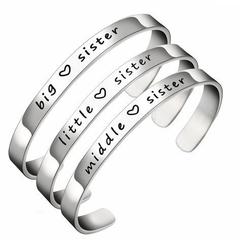 Middle Sister, Best Friend Bracelets, Big Sister Gifts, Sister Bracelet, Sister Jewelry, Gifts For Your Sister, Friend Bracelets, Cuff Jewelry, Big Sis