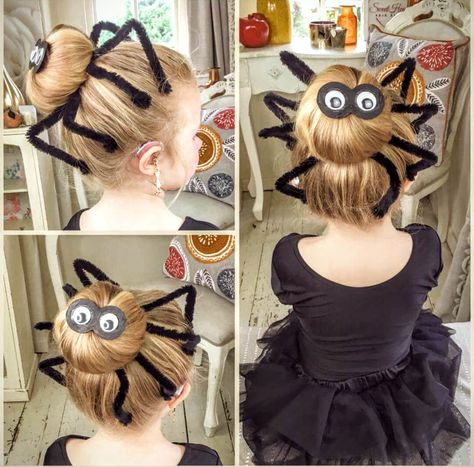 Fest Smink, Spider Costume, Halloween Fest, Wacky Hair Days, Vlasové Trendy, Wacky Hair, Crazy Hair Day At School, Easter Hair Bow, Fantasias Halloween