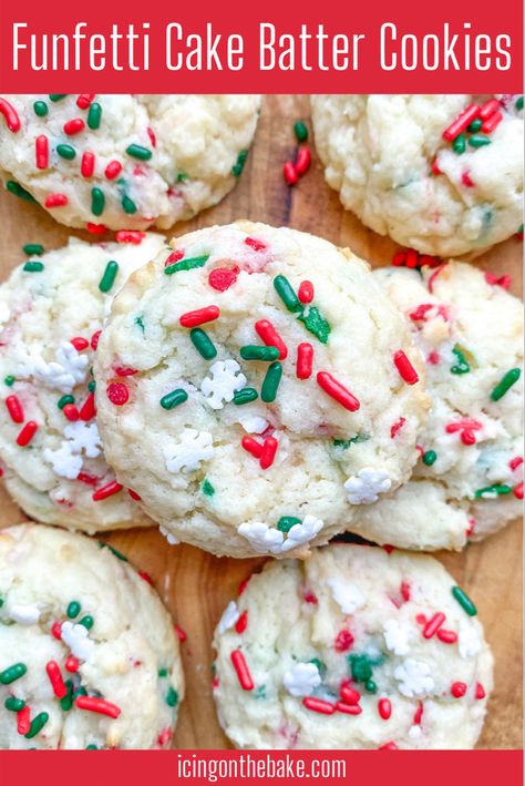 Easiest Christmas Cookies, Funfetti Cake Mix Cookies, Chocolate Macadamia Nut Cookies, White Chocolate Macadamia Nut Cookies, Christmas Cookie Recipes Holiday, White Chocolate Macadamia Nut, Cake Batter Cookies, Christmas Baking Cookies, Treats Christmas