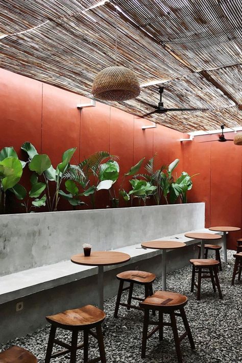 Industrial Coffeshop, Tropical Cafe Design, Tiny Cafe Design, Coffee Shop Design Outdoor, Tropical Coffee Shop, Cafe Wall Design, Outdoor Cafe Design, Outdoor Coffee Shop, Jakarta Photography