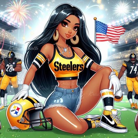 Steelers Pics, Steelers Women, Tshirt Printing Business, Steelers Logo, Steelers Girl, Pittsburgh Steelers Logo, Cheerleading Hairstyles, Pittsburg Steelers, Cartoon Character Tattoos