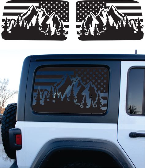 PRICES MAY VARY. Fitment – Precisely Precut And Compatible with Jeep Wrangler JL (2018, 2019, 2020, 2021 and 2022) rear Hardtop windows both sides. (No Trimming Requires) Made in Usa – Proudly made in the Usa with US made high quality vinyl. Comprehensive Package - Both side (Driver side and Passenger side) Forest Mountain window decal with a free decal squeegee tool. High Quality - Our Mountain Forest Flag window decals made from premium high-grade US made self-adhesive outdoor vinyl. Expected 4 Door Jeep Wrangler, Window Designs, Jeep Ideas, Bike Poster, Mountain Forest, Jeep Wrangler Jl, Forest Mountain, Wrangler Jl, Jeep Life