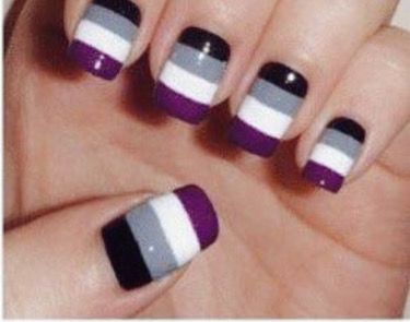 Enby Aesthetic, Asexual Art, Gay Nails, Ace Aesthetic, Space Ace, Aro Ace, Flag Nails, Chic Nail Art, Ace Pride