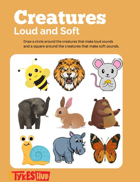 Teach the concept of loud and soft sounds in this preschool activity. Eyfs Phonics, Loud Soft, Soft Music, Animal Sounds, Sorting Activities, Preschool Activity, Preschool Kids, Phonics, Activities For Kids