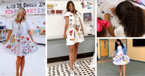 Teachers Let Students Draw on Their Dresses On Last Day of School and We're in Love! Teachers Dress, Bored Teachers, Teacher Dresses, Male Teacher, 2nd Grade Teacher, Teaching Career, First Year Teachers, Student Drawing, Teacher Student