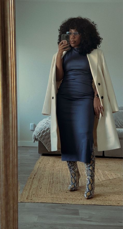 Satin Maxi Skirt curated on LTK Winter Church Outfits Black Women, Winter Wedding Outfit Guest, Modest Fashion Black Women, Modest Fashion Classy, Winter Church Outfits For Women, Church Outfits Black Women, Fall Church Outfits Women, Fall Wedding Guest Outfit, Church Outfit Black Women