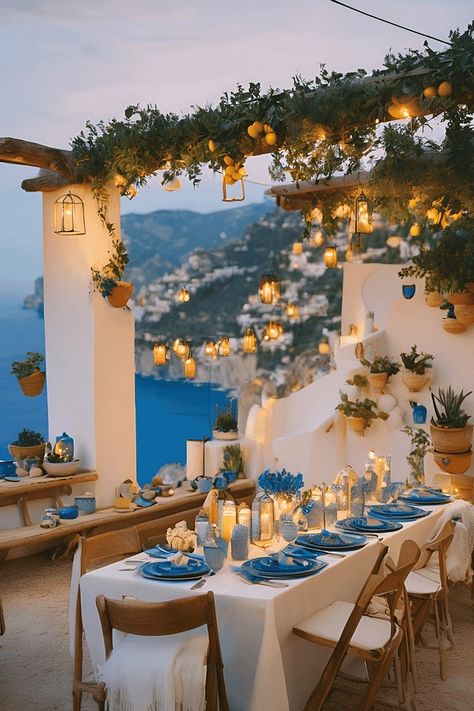 Amalfi Coast Wedding Inspiration: A Comprehensive Guide Italian Wedding Amalfi Coast, Amalfi Style Wedding, Sorrento Wedding Theme, Wedding In Amalfi Coast, Greece Theme Wedding Decor, Amalfi Coast Restaurant Design, Italian Coast Aesthetic Decor, Medditeranean Style Wedding, Wedding Ideas Italian