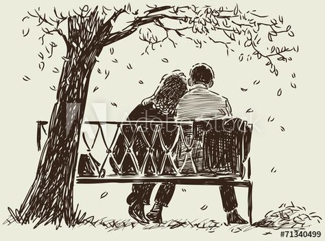 Croquis Couple, Bench Drawing, Sitting On A Bench, Pen Art Work, Couple Sitting, Couple Sketch, Siluete Umane, Mandala Design Art, Pencil Art Drawings