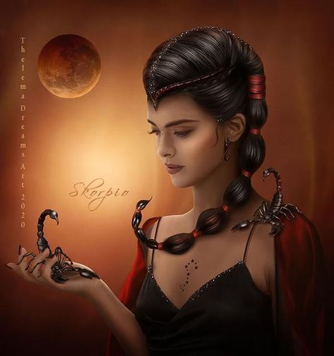 Scorpio by ThelemaDreamsArt on DeviantArt Scorpio Art Goddesses, Scorpio Hair, Scorpio Goddess, Scorpion Zodiac, Scorpions Zodiac, Scorpio Art, Scorpio Girl, Scorpio Zodiac Facts, Im A Lady