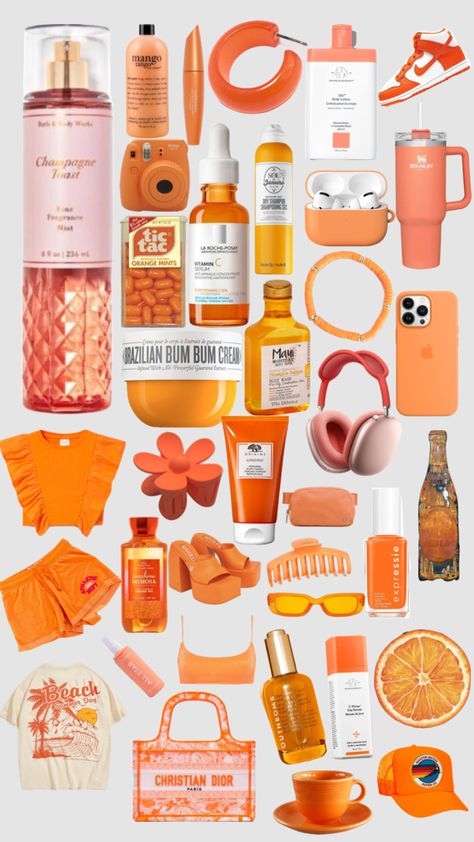 Orange Skincare Products, Orange Makeup Products, Orange Skincare, Preppy Items, Orange Items, Sink Care, Orange Products, Preppy Orange, Orange Preppy