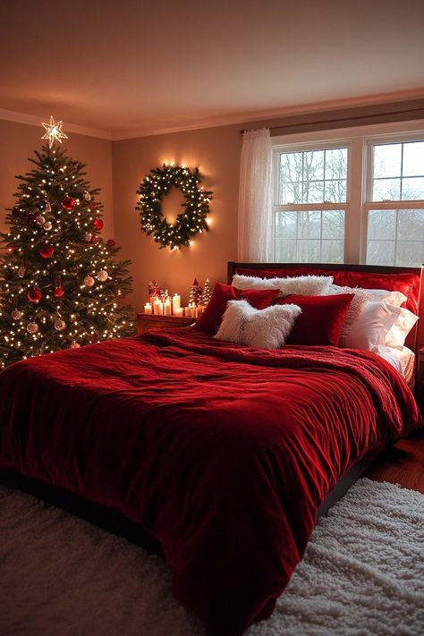 Christmas Decor Ideas For Bedroom, Decor Ideas For Bedroom, Traditional Christmas Decorations, Classy Decor, Christmas Decorations Bedroom, Twinkling Lights, Christmas Bedroom, Christmas Room, Traditional Christmas