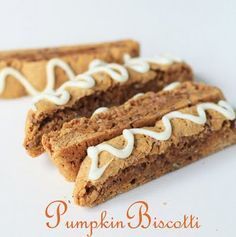 Pumpkin Pie Biscotti - I made this for Anthony tonight! Subbed whole wheat flour for white and white sugar instead of brown and doubled the spice. So good, and is nice and durable for a care package :) Pumpkin Biscotti, Pumpkin Eater, Biscotti Cookies, Biscotti Recipe, Pumpkin Dessert, Fall Baking, Sweets Treats, Pumpkin Recipes, Om Nom