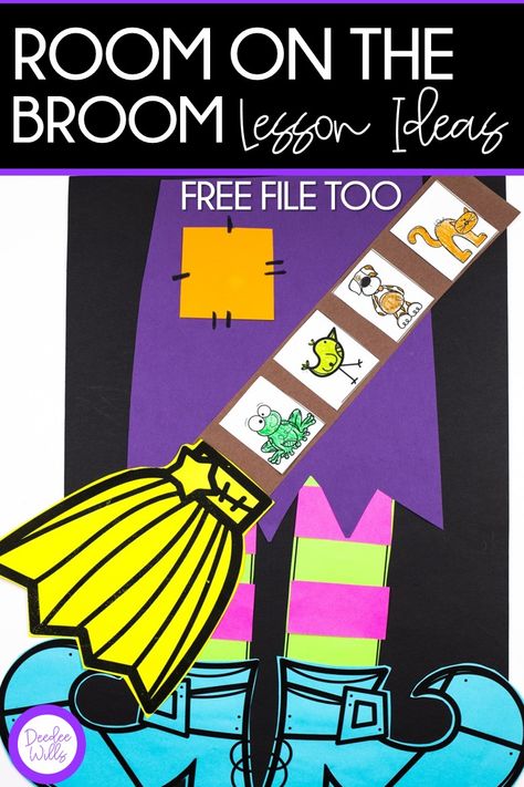 Room On The Broom Kindergarten Activities, Kindergarten Halloween Centers Free, Fall Crafts First Grade Free, Free Room On The Broom Printables, Halloween Class Book Ideas, Halloween Book Activities 1st Grade, Room On Broom Craft, Room On The Broom Character Printables, Kindergarten Halloween Books And Activities