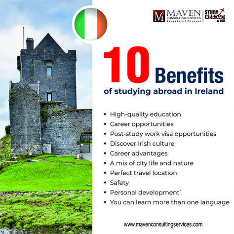 10 Benefits of studying abroad in Ireland • High-quality education Career opportunities • Post-study work visa opportunities • Discover Irish culture Career advantages • A mix of city life and nature • Perfect travel location • Safety • Personal development' • You can learn more than one language Ireland Study Abroad, Study In Ireland, Business Brochure Design, Irish Culture, Quality Education, Studying Abroad, Travel Locations, First Language, Career Education