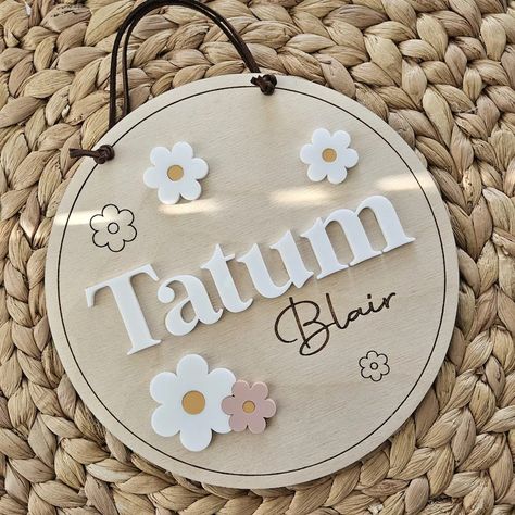 Daisy Name Sign Daisy Bedroom Door Sign Children's Name Sign Name Plaque for Door Natural Wood Name Sign - Etsy UK Daisy Bedroom, Daisy Name, Bedroom Door Sign, Cricut Projects Easy, Ribbon Making, Bedroom Door Signs, White Names, Baby Nursery Neutral