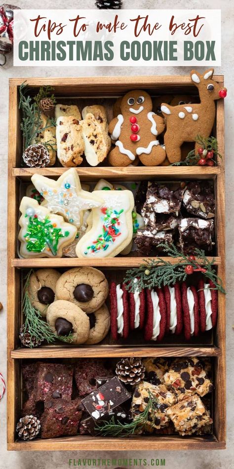 Packing Christmas Cookies Gift Packaging, Christmas Cookie Gifts Packaging Ideas, Christmas Treats For Gifts Diy Ideas, Homemade Christmas Sweets, Holiday Cookie Basket Ideas, Gingerbread Cookies Gift, Christmas Cookie Assortment Gift Ideas, Christmas Cookie Box Aesthetic, Homemade Cookie Boxes Gift Ideas