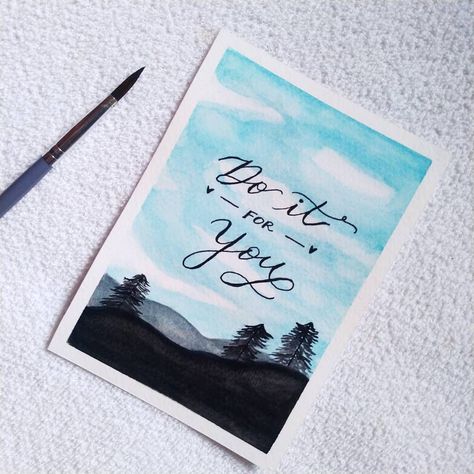 Watercolor background with calligraphy. 'Do it for you'✨ Instagram handle @theart.creations Calligraphy Watercolor Background, Calligraphy Background, Hindi Calligraphy, Calligraphy Ideas, Calligraphy Text, Aesthetic Names, Instagram Handle, Bookmarks Handmade, Watercolor Design