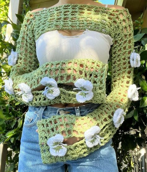 Kpop Crochet Clothes, Estambre Ideas, Kpop Crochet, Fairy Crochet, Fancy Crochet, Midsummer Dream, Mode Crochet, Easy Crochet Stitches, Crochet Clothing And Accessories