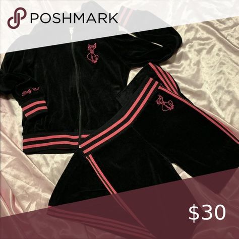 Baby phat y2k velvet black and hot pink tracksuit set Hot Pink Tracksuit, Pink Tracksuit, Black And Hot Pink, Baby Cat, Baby Phat, Tracksuit Set, Baby Cats, Adidas Jacket, Hot Pink