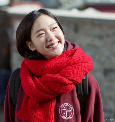 Kim Go Eun Goblin, Kim Go Eun Style, Goblin The Lonely And Great God, Ji Eun Tak, Goblin Korean Drama, Goblin Kdrama, Selena Gomez Album, Kim Go Eun, Red Scarf