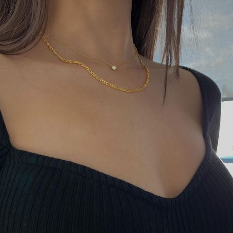 SIXTY STAX on Instagram: “Less is more — Naomi Necklace x Amari Necklace #staxonstax” Naomi Necklace, Figaro Chain Necklace, Figaro Chain, Less Is More, Gold Vermeil, Choker Necklace, 18k Gold, Chain Necklace, Gold Necklace