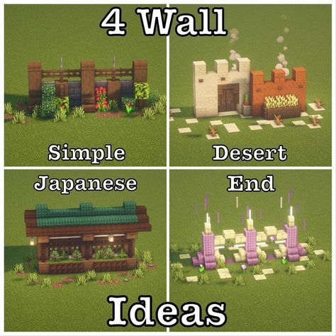 Minecraft Builds & Tutorials’s Instagram post: “4 Wall Ideas 😍 ———- ✅ Follow me (@minecraftxbuildings ) for the best Minecraft builds! ———- Credits📸: @minecraft.luki7 ———-…” Minecraft Wall Design, Minecraft Wall Designs, Minecraft Building Guide, Case Minecraft, Minecraft Wall, Minecraft Blocks, Minecraft Banner Designs, Wall Design Ideas, Bangunan Minecraft