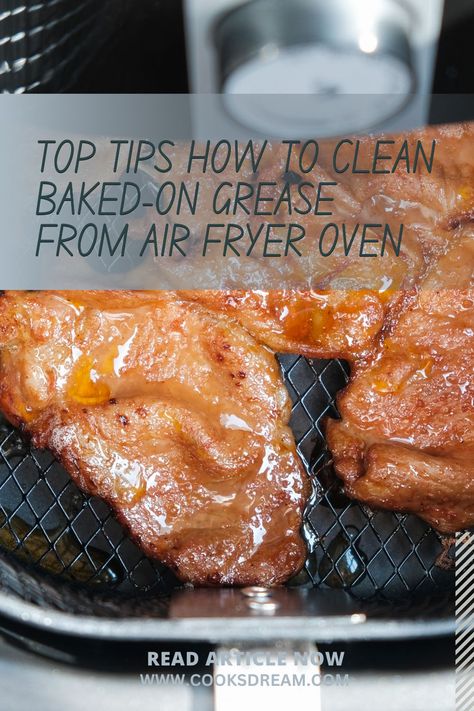 While air fryers are an invention of convenience, it can be tricky figuring out how to clean baked-on grease from the air fryer oven. There’s plenty of ground to cover, so let’s get started with some advice, tips, and tricks on cleaning your air fryer! | Air Fryer Maintenance: The Basics | Can I Use Oven Cleaner On My Air Fryer? | What’s The Best Degreaser For Air Fryer? | #airfryer #grease #cleaningairfryer Degrease Airfryer, How To Degrease An Air Fryer, How To Clean Air Fryer Basket, Air Fryer Pan, Cleaning Grease, Cleaning Pans, Grease Remover, Grease Cleaner, Burnt Food