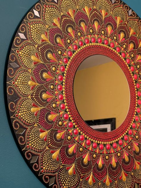 This Acrylic Paintings item by CasaFinaArtistry has 27 favorites from Etsy shoppers. Ships from United States. Listed on Jun 28, 2022 فن الرسم بالمسامير, Dots Painting, Antique Things, Designer Mirror, Hippie Bus, Mandala Rock Art, Chakra Art, Lippan Art, Mandala Canvas