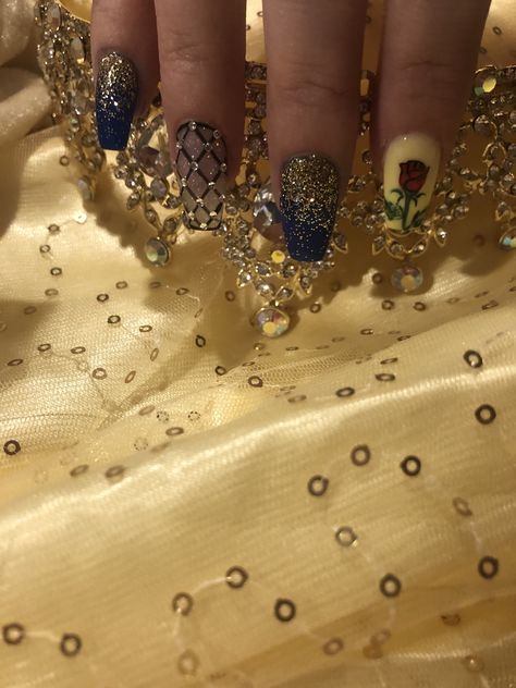 Wedding Nails Beauty And The Beast, Beauty And The Best Nail Designs, Beauty And Beast Nail Ideas, Anastasia Nails Disney, Beauty And The Beast Quinceanera Nails, Beauty And The Beast Themed Nails, Beauty And The Beast Wedding Nails, Beauty And The Beast Quince Nails, Beauty And Beast Nails