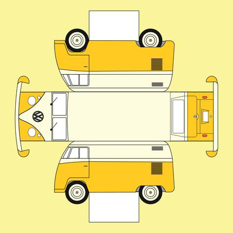 Van Template, Volkswagen Bus Cutout Diy, Vw Cutout, Vw Bus Cutout, Vw Bus Wood Cutout, Paper Templates Printable, Volkswagen Type 2, Paper Car, Volkswagen Van