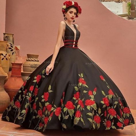 Black Ball Gown Quinceanera Dresses 2020 V Neck Lace Appliques Sweep Train Sweet 16 Dress vestidos de 15 años|Quinceanera Dresses| - AliExpress Vestido Charro, Cheap Quinceanera Dresses, Ball Gown Quinceanera Dresses, Mexican Quinceanera, Black Quinceanera Dresses, Mexican Quinceanera Dresses, Quinceanera Dresses Gold, Sweet 15 Dresses, Sweet 16 Dress