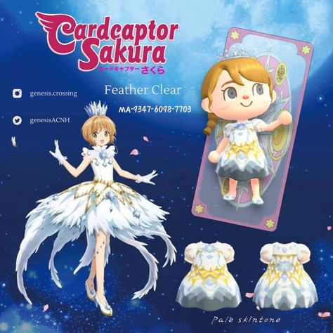 Acnh Cardcaptor Sakura, Sakura Dress, Acnh Outfits, Custom Clothing Design, Clear Card, Sakura Card, Custom Clothing, Clothing Design, Cardcaptor Sakura