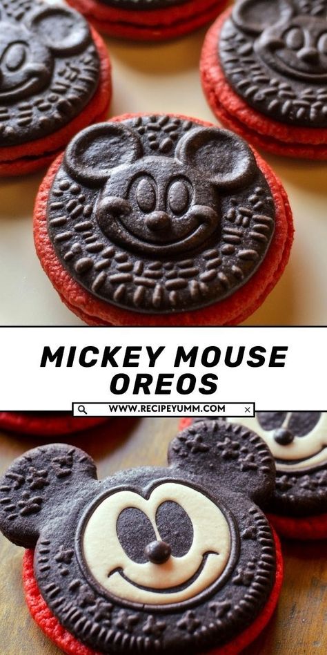 Transform classic OREOs into Mickey Mouse-inspired treats by adding chocolate and candy ears, making them the perfect snack for any Disney fan. Mickey Mouse Oreos, Mini Oreos, Festive Snacks, Rich Cake, Dessert Spread, Traditional Sweets, Treats To Make, Oreo Cookie, Holiday Dessert