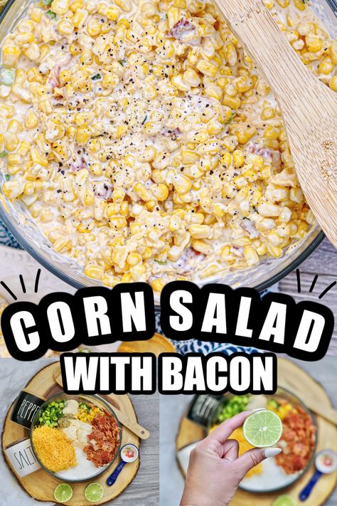 Corn Salad With Bacon, Best Corn Salad Recipe, Cold Corn Salad, Creamy Corn Salad, Salad With Mayonnaise, Corn Salad Recipe Easy, Easy Corn Salad, Cold Side Dishes, Summer Side Dishes Recipes