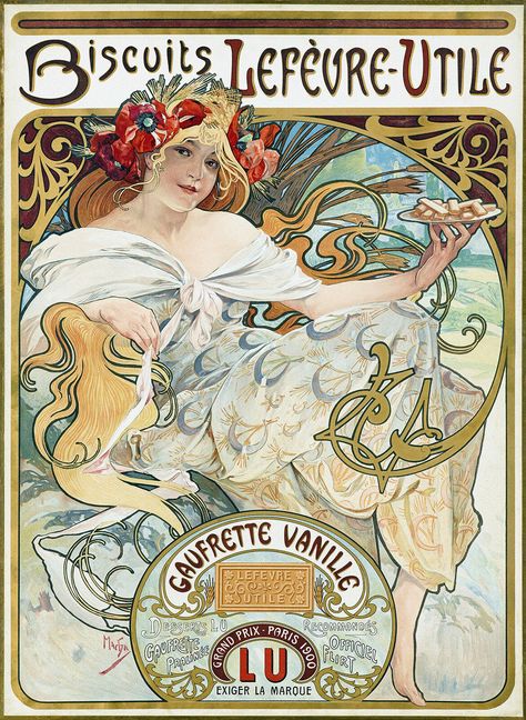 Alphonse Mucha Art Nouveau old poster Biscuits Lefevre-Utile - in 4 sizes | eBay Poster Calendar, Alphonse Mucha Art, Mucha Art, Alfons Mucha, Art Nouveau Poster, Alphonse Mucha, Illustration Vintage, Poster Vintage, French Art