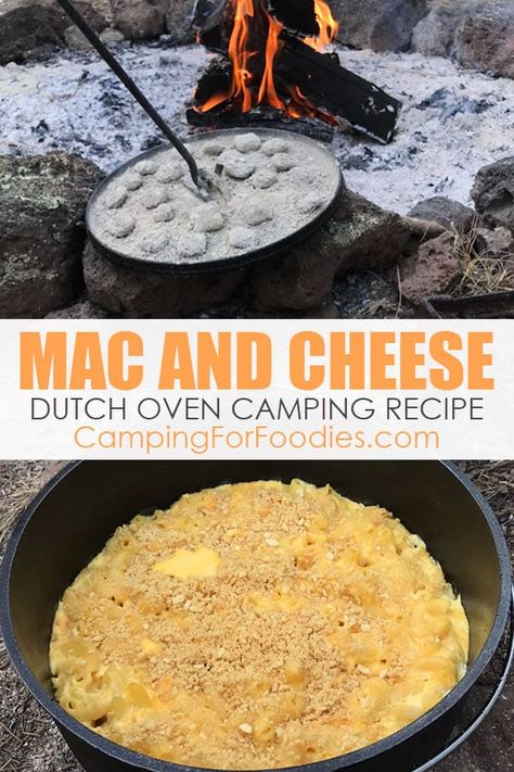 Mac And Cheese Dutch Oven Camping Recipe Mac And Cheese Dutch Oven Recipes, Dutch Oven Side Dishes Camping, Dutch Oven Mac And Cheese Camping, Dutch Oven Mac N Cheese, Dutch Oven Dinners For Camping, Dutch Oven Side Dishes, Mac And Cheese Dutch Oven, Dutch Oven Mac And Cheese, Dutch Oven Recipes For Camping