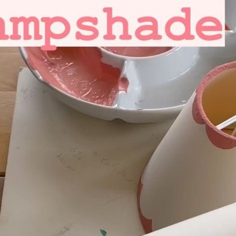 Scalloped Lampshade Diy, Diy Scalloped Lamp Shade, Painted Lampshade Diy, Sarah Blomfield, Scalloped Lamp Shade, Scalloped Lamp, Painted Lampshade, Lampshade Diy, Coral Shades