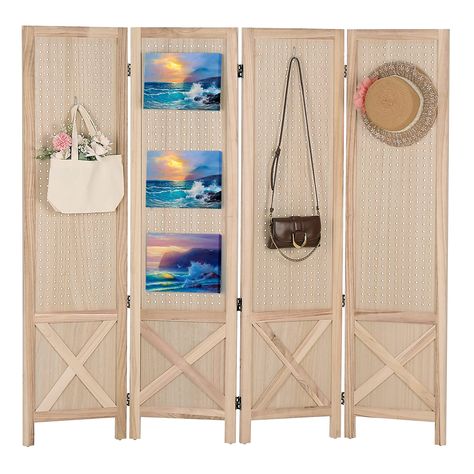 Slat Wall Display, Privacy Partition, Pegboard Display, Folding Room Divider, Wood Room Divider, Shared Apartment, Folding Room Dividers, Renovation Costs, Farm House Colors