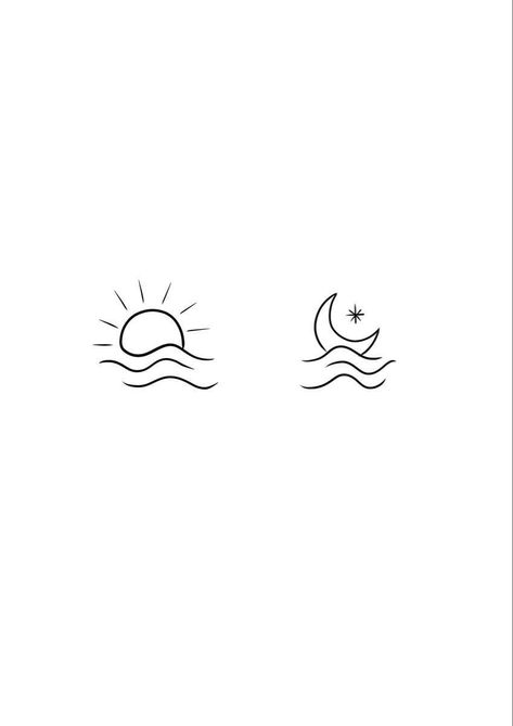 Sunset And Moon Tattoo, Minimal Sun Tattoo, Beach Inspired Tattoos, Australia Tattoo, Luna Tattoo, Maching Tattoos, Stunning Tattoos, Magic Runes, Sunset Tattoos