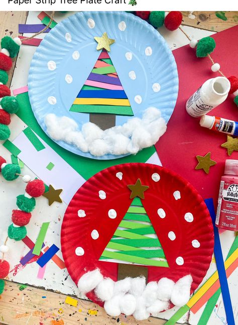 Christmas Tree Paper Plate Craft, Winter Crafts Preschool Art Projects, Christmas Wreath Craft Preschool, Kindergarten Christmas Crafts, Christmas Art For Kids, December Crafts, Christmas Crafts For Toddlers, Preschool Christmas Crafts, Christmas Kindergarten