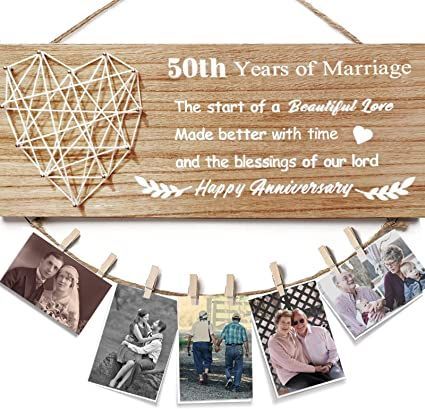 Gift for 50th Wedding Anniversary, Wedding Picture Frame of 50 Anniversary Jubilee for for Dad, Mom, Grandpa, Grandma, Grandparents, Golden Marriage Gift for 50th Years of Parents Husband & Wife 50th Anniversary Shadow Box Ideas, Anniversary Picture Frame, 50th Wedding Anniversary Gift, String Heart, Wedding Decorations Pictures, Wedding Picture Frame, 50 Anniversary, Marriage Gift, 50 Wedding Anniversary Gifts