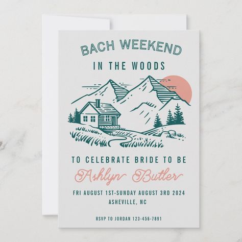 Bachelorette Weekend Invitations, Themed Bachelorette, Celebrity Bride, Bachelorette Party Invitations, Bachelorette Weekend, Mountain Cabin, Design Inspo, Bachelorette Party, Party Invitations