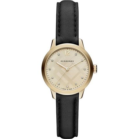 Burberry Classic Round Strap Watch (€460) ❤ liked on Polyvore featuring jewelry, watches, burberry, swiss quartz watches, diamond jewelry, water resistant watches and diamond dial watches Burberry Jewelry, Watches Diamond, Burberry Watch, Mens Fashion Dressy, Diamond Watches, Burberry Classic, Round Watch, Watches Women Leather, Real Gold Jewelry