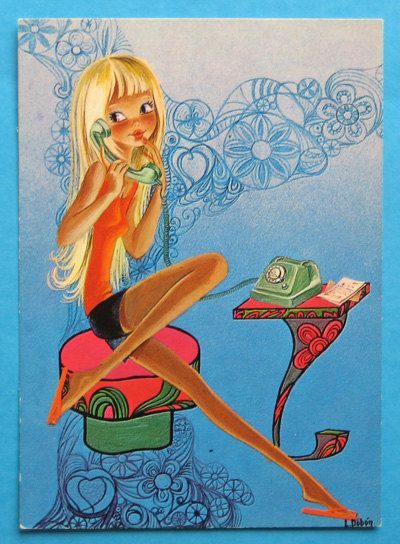 Vintage Cartoon Art Style, 70s Drawings, Retro Sketches, 60s Art, 70s Art, Postcard Vintage, Bel Art, Mod Girl, Art Mignon