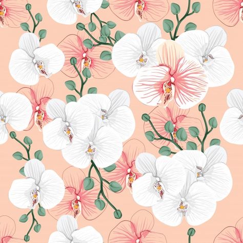 Phone Backgrounds Patterns, Orchid Illustration, Orchid Drawing, Fabric Painting Techniques, Event Organizer, Textile Prints Design, Flower Watercolor, Orchid Flowers, Pink Orchids